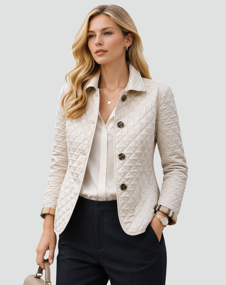 Quilted Button Front Lightweight Jacket for Women | Mid Season Outerwear