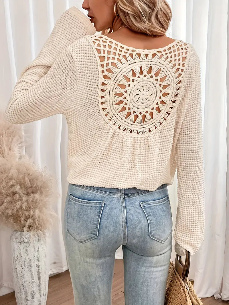 Loose Fit V-Neck Sweater with Long Sleeves