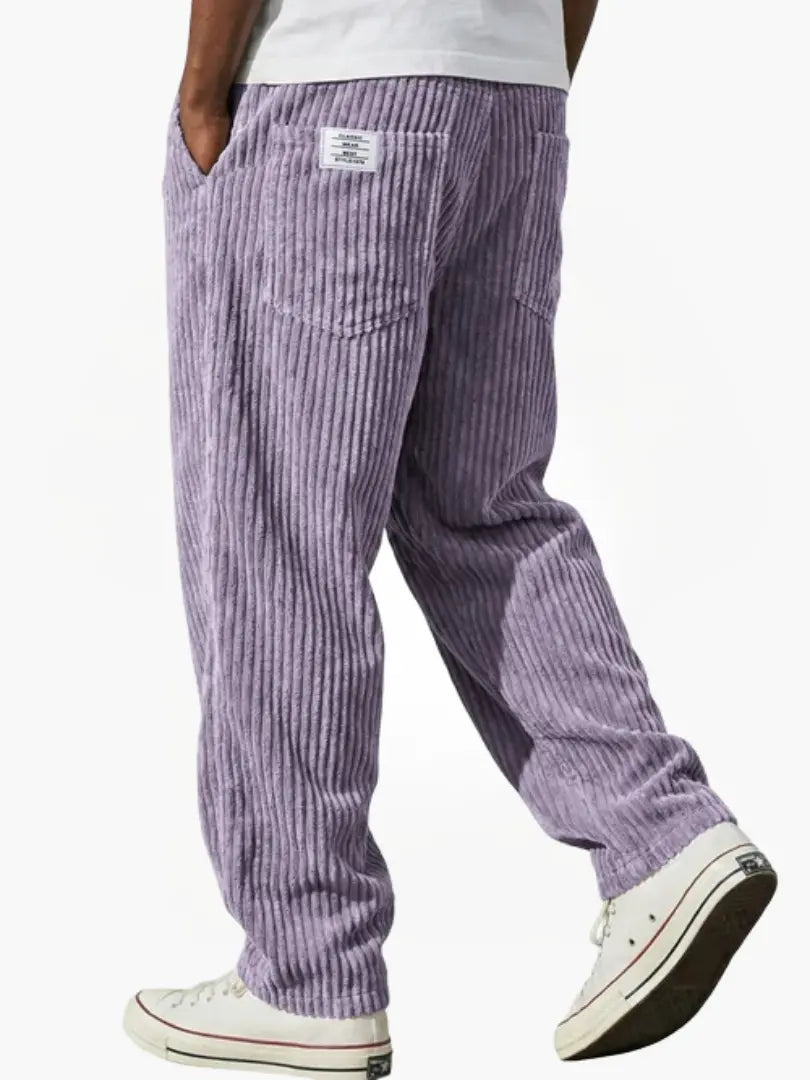 Corduroy Relaxed Fit Drawstring Pants for Men | Adjustable Waistband Casual