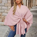 Loose Fit Knot Front Draped Poncho for Women | Lightweight Breathable Fabric