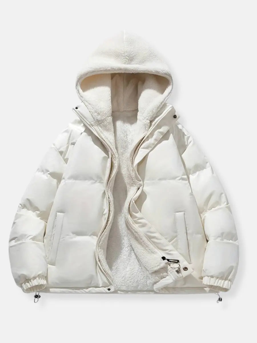 Warm Women's Winter Jacket with Zipper | Quilted with Hood
