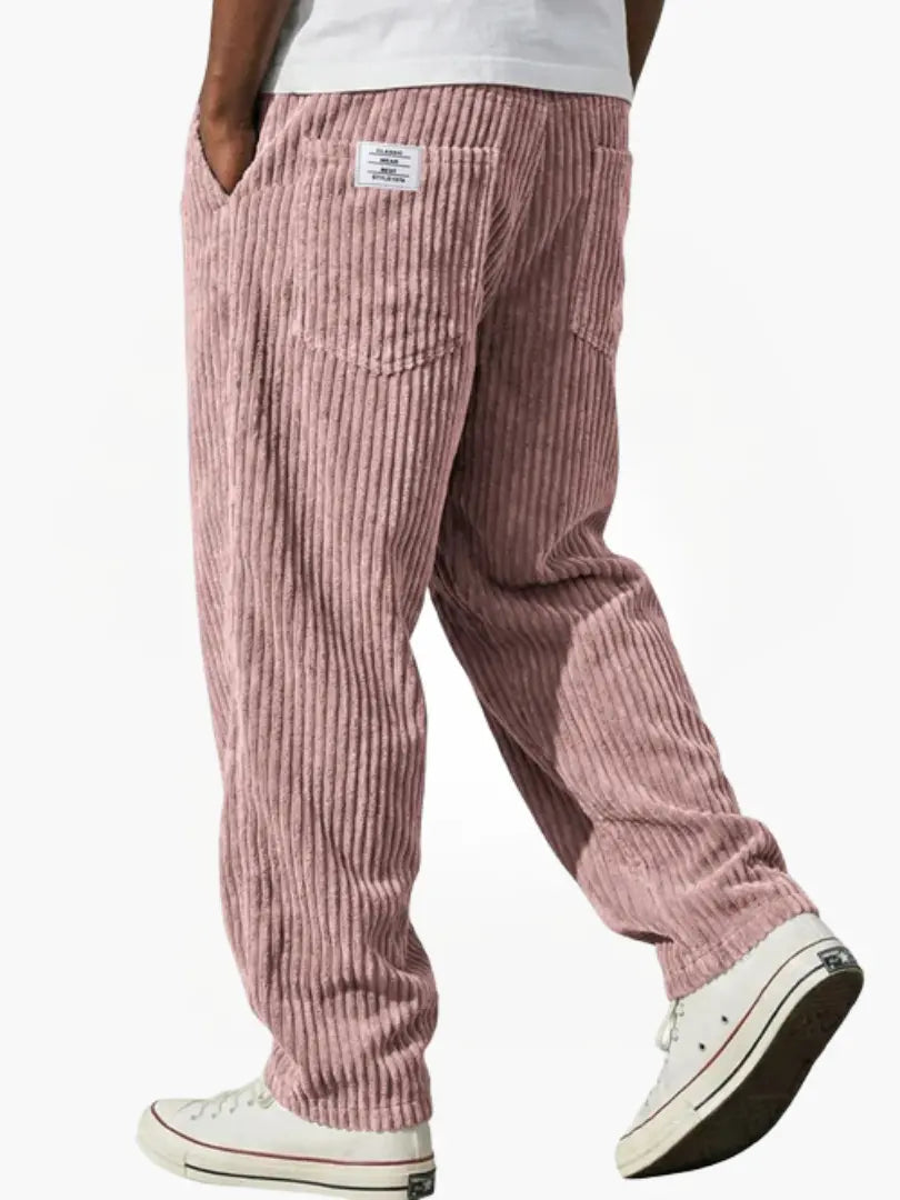 Corduroy Relaxed Fit Drawstring Pants for Men | Adjustable Waistband Casual