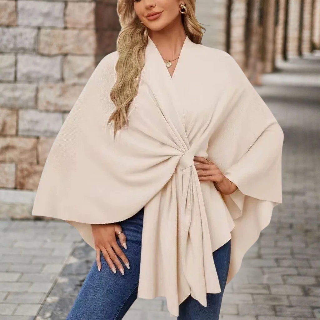 Loose Fit Knot Front Draped Poncho for Women | Lightweight Breathable Fabric