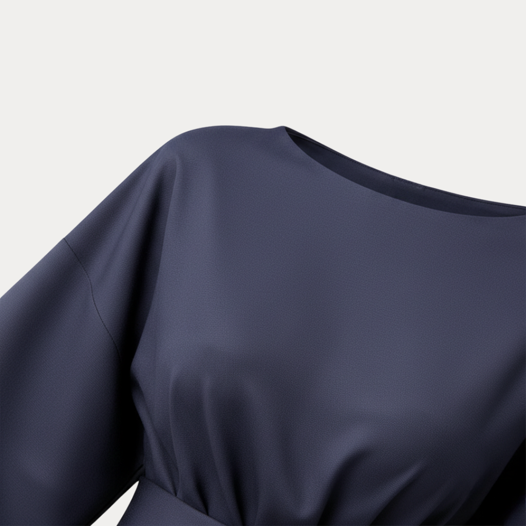 Wide Sleeve Wrap Midi Dress for Women | Belted V-Neckline