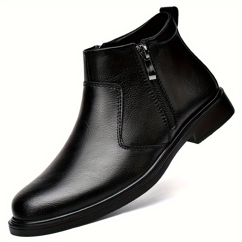Plush Lined Side Zip Ankle Boots for Men | Cushioned Sole Winter Footwear