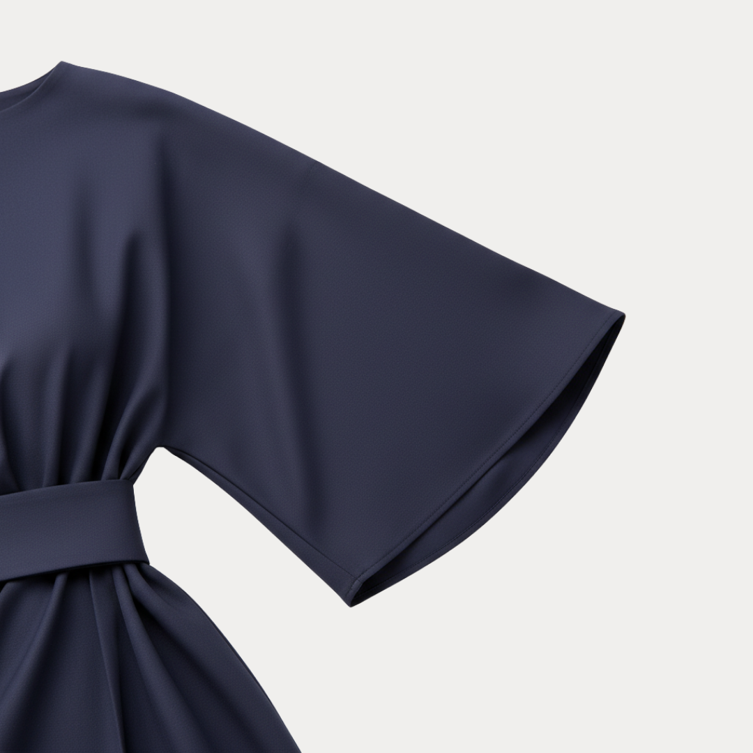 Wide Sleeve Wrap Midi Dress for Women | Belted V-Neckline