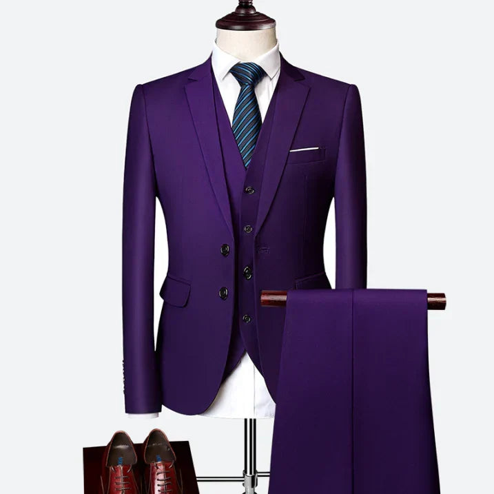 Navy Lapel Collar Three Piece Suit for Men | Wedding and Formal Occasions