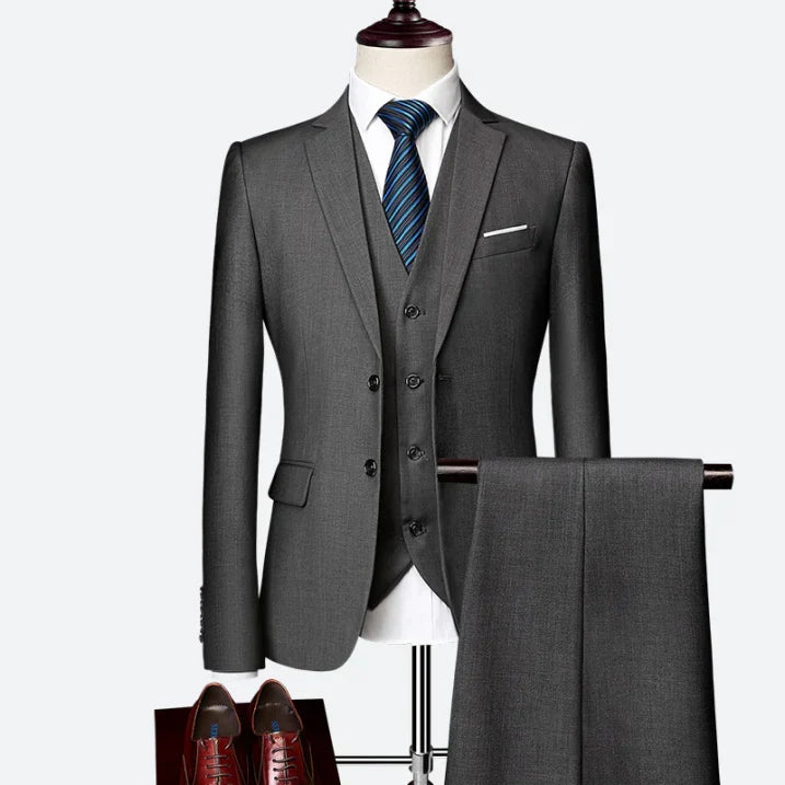 Navy Lapel Collar Three Piece Suit for Men | Wedding and Formal Occasions