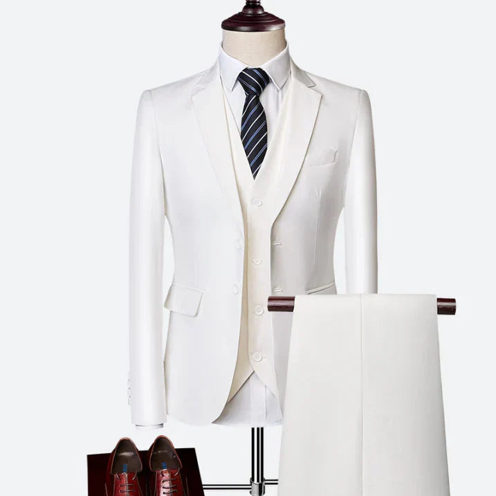 Navy Lapel Collar Three Piece Suit for Men | Wedding and Formal Occasions