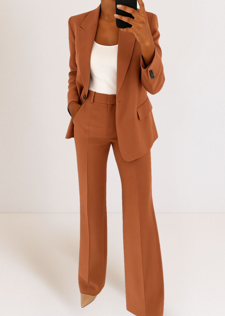 Blue Tailored Blazer and Straight Leg Pants Coord Set for Women | Office Wear