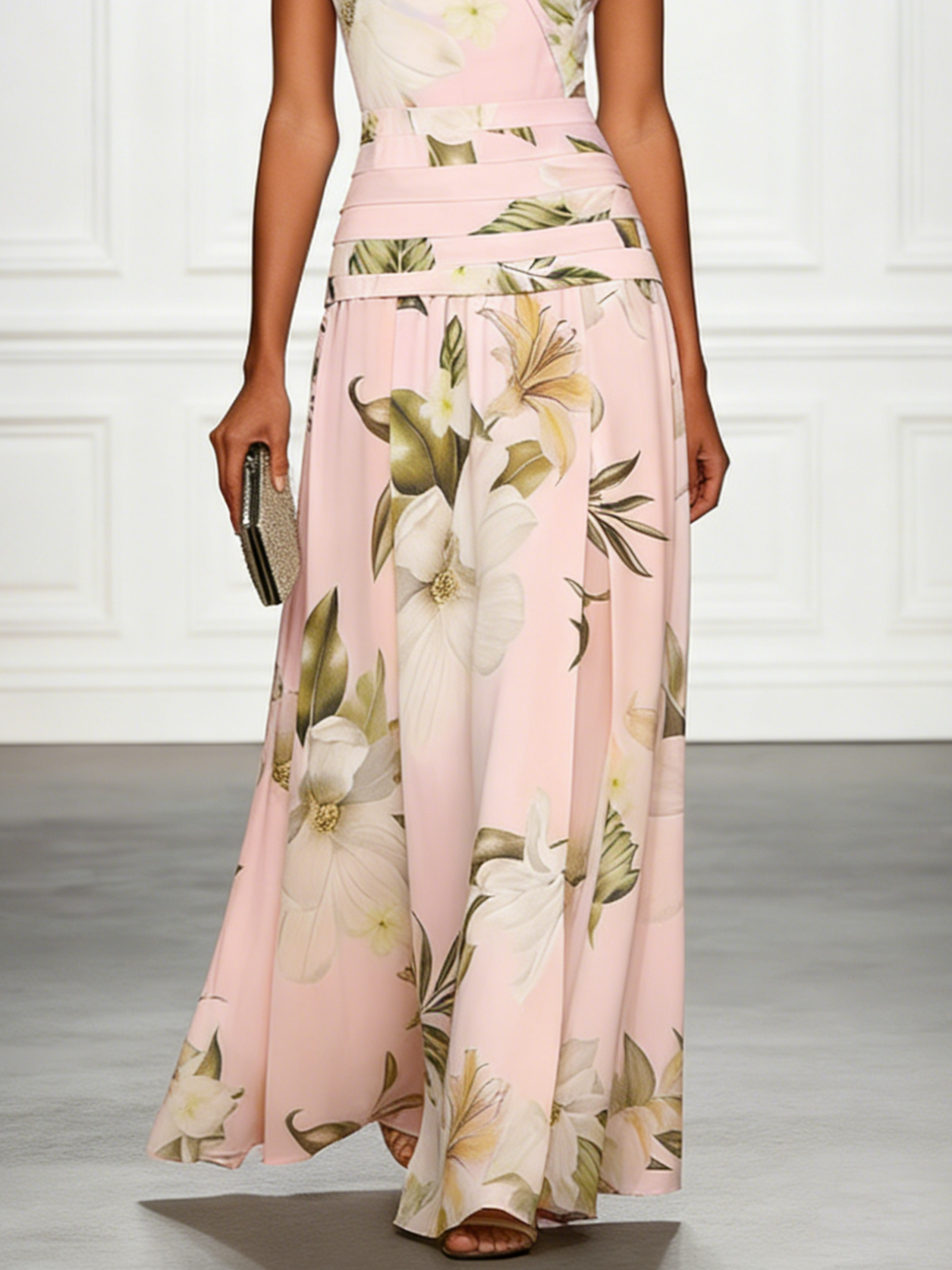 Floral Boat Neck Sleeveless Maxi Dress for Women | Wedding Guest