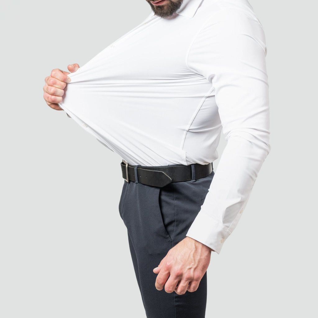 White Slim Fit Long Sleeve Shirt for Men | Stretch & Non-Iron