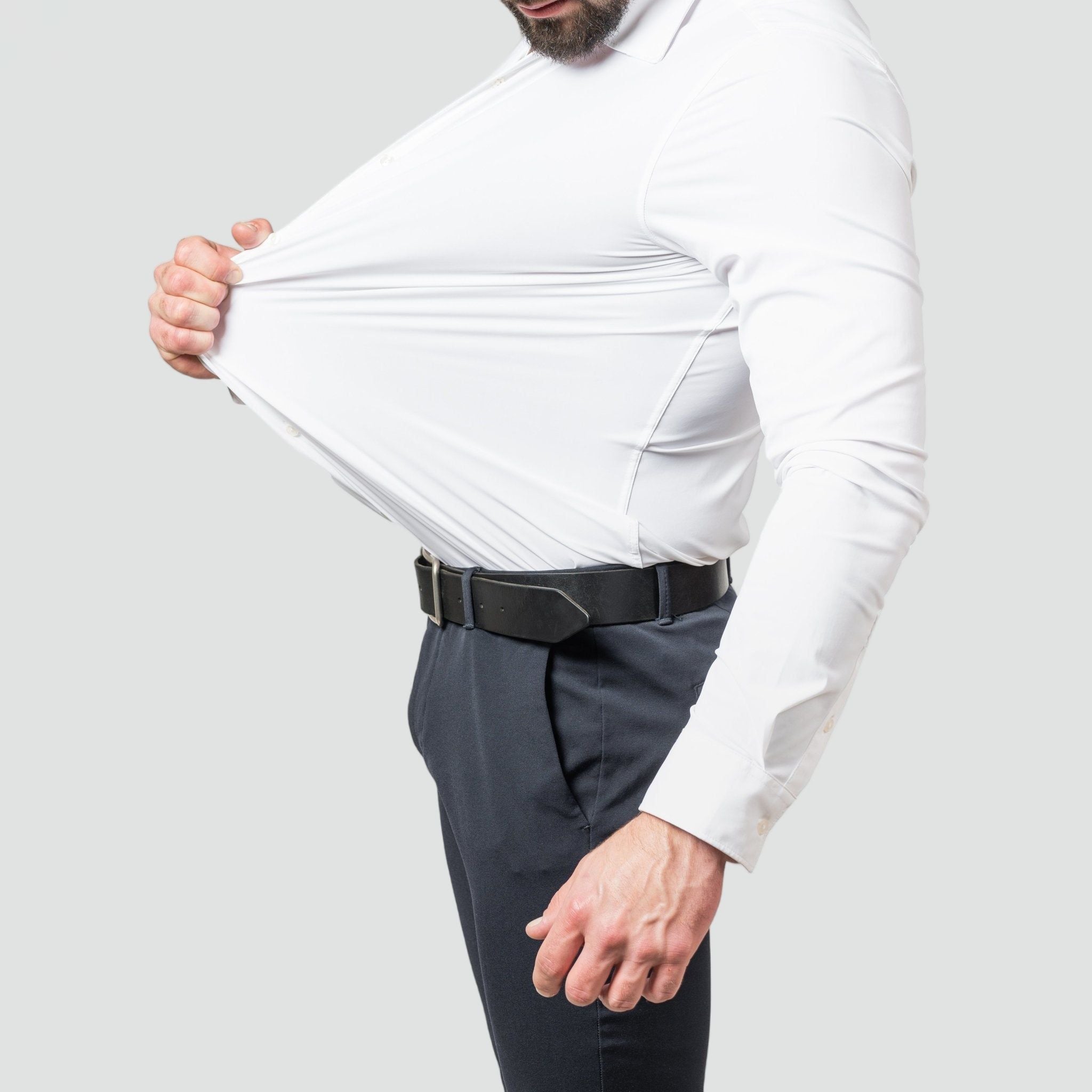 White Slim Fit Long Sleeve Shirt for Men | Stretch & Non-Iron