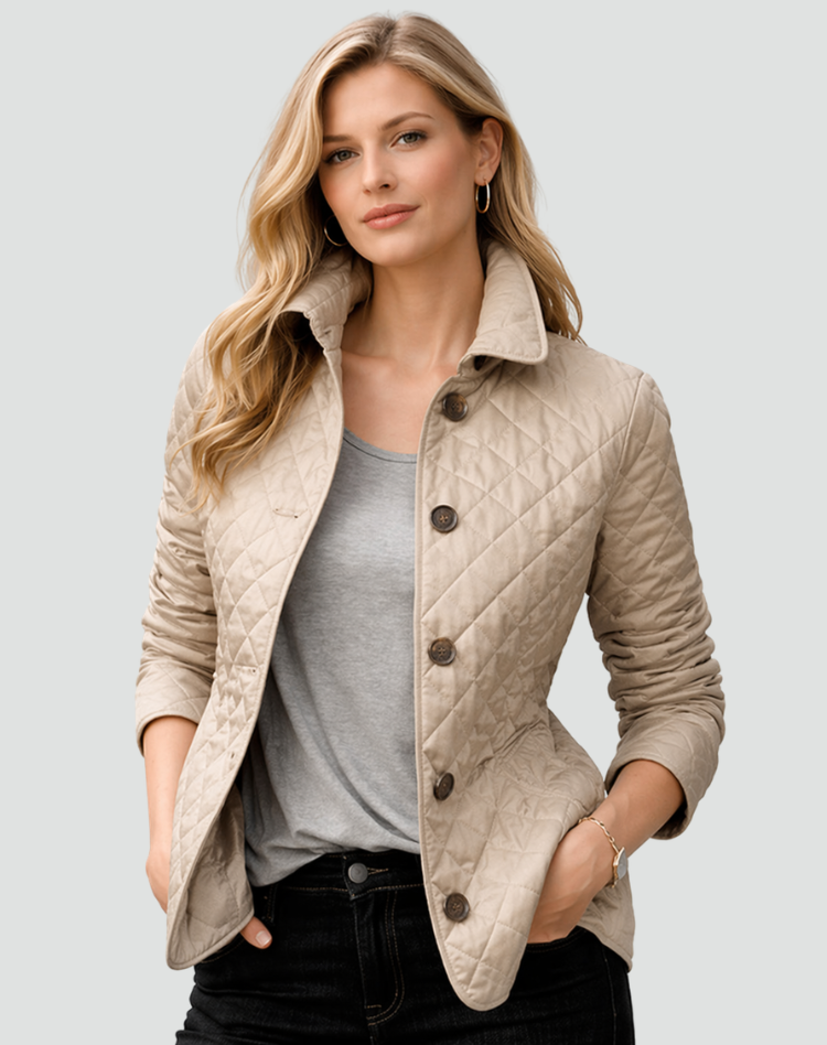 Quilted Button Front Lightweight Jacket for Women | Mid Season Outerwear