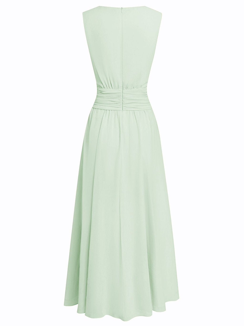 Sleeveless Ruched A-Line Chiffon Maxi Dress for Women | Wedding Guest