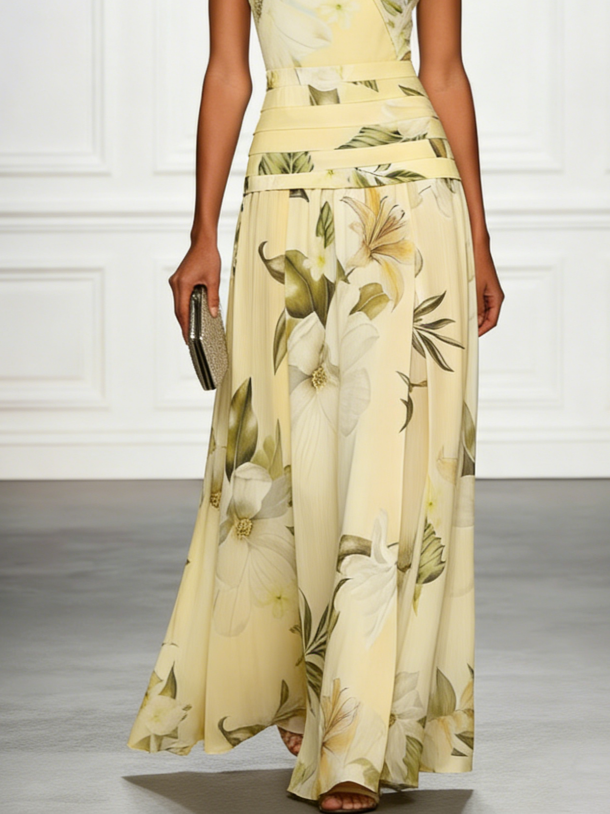 Floral Boat Neck Sleeveless Maxi Dress for Women | Wedding Guest