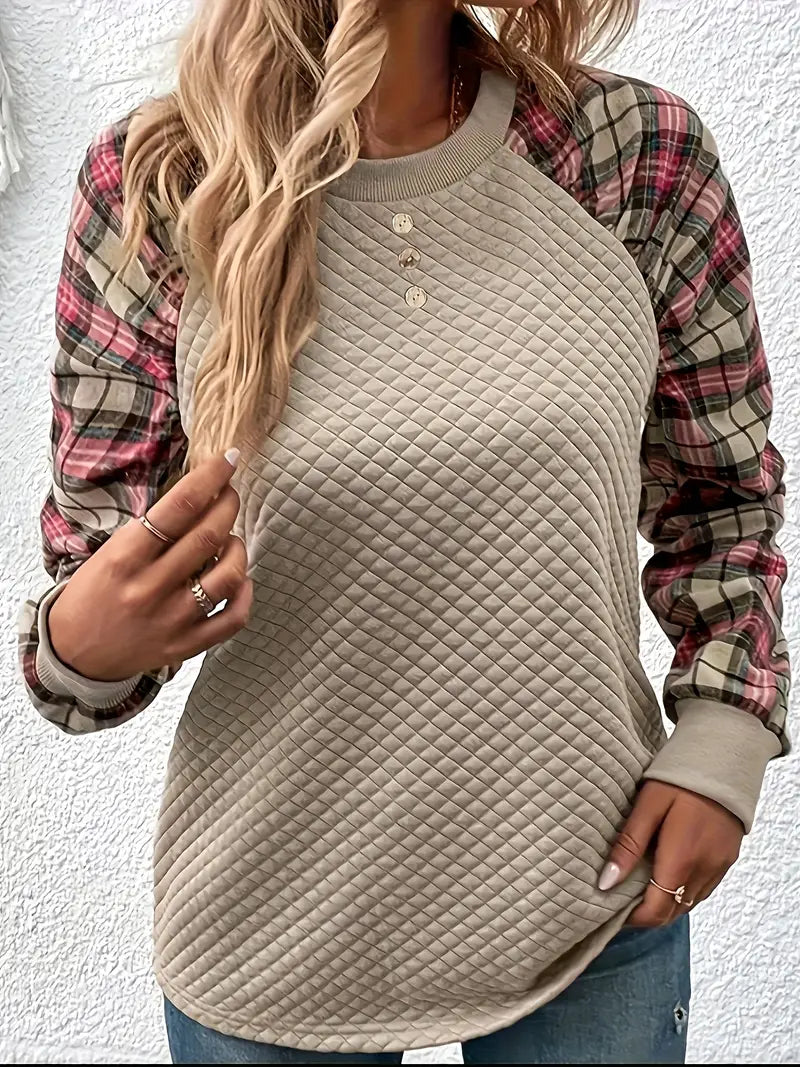 Babette™ Women's Sweater with Checked Sleeves
