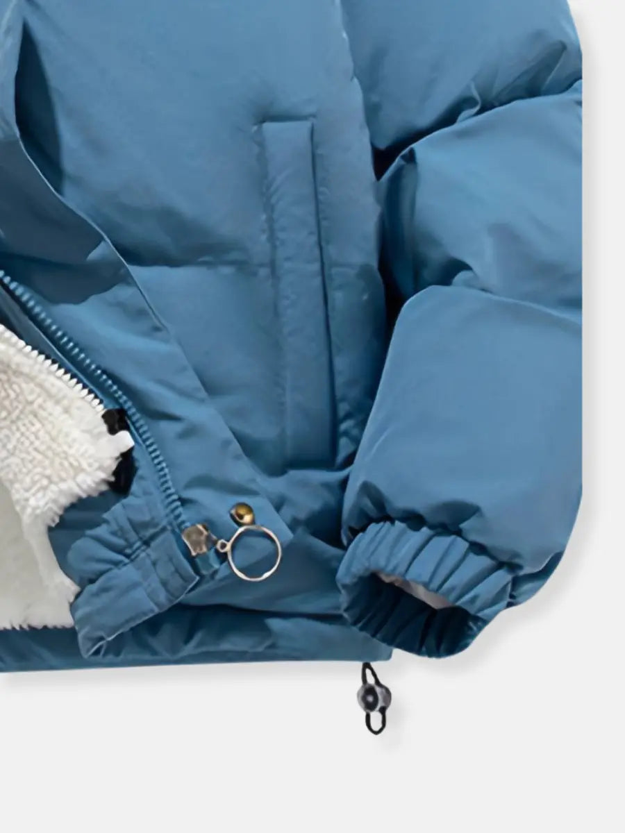 Warm Women's Winter Jacket with Zipper | Quilted with Hood
