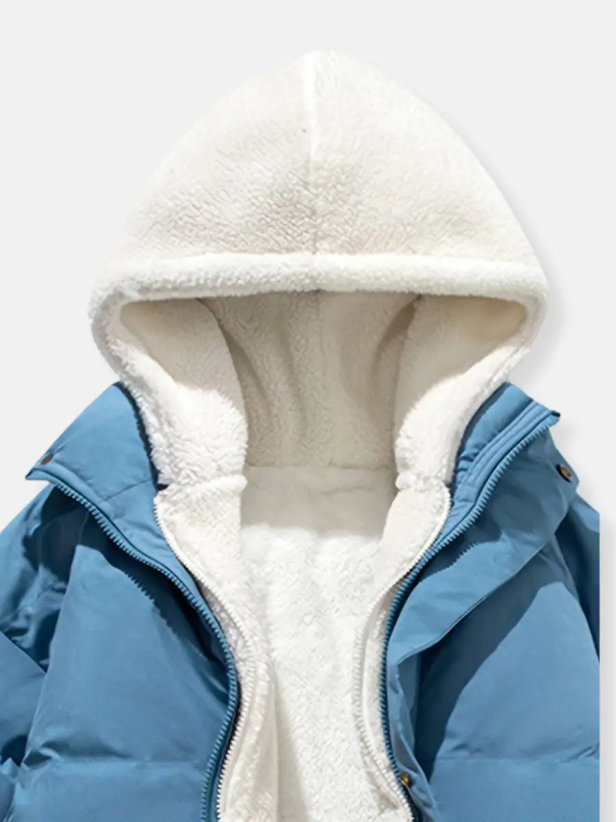 Warm Women's Winter Jacket with Zipper | Quilted with Hood