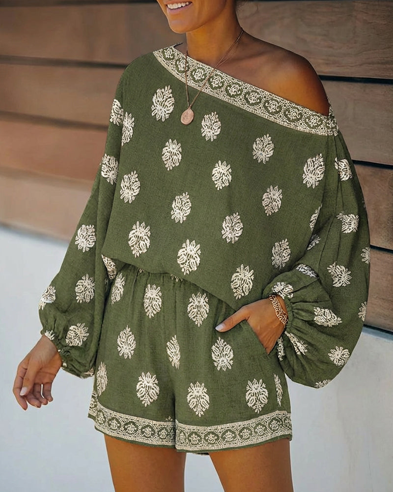 Viscose Lantern Sleeve Off-Shoulder Co-ord Set for Women | Summer