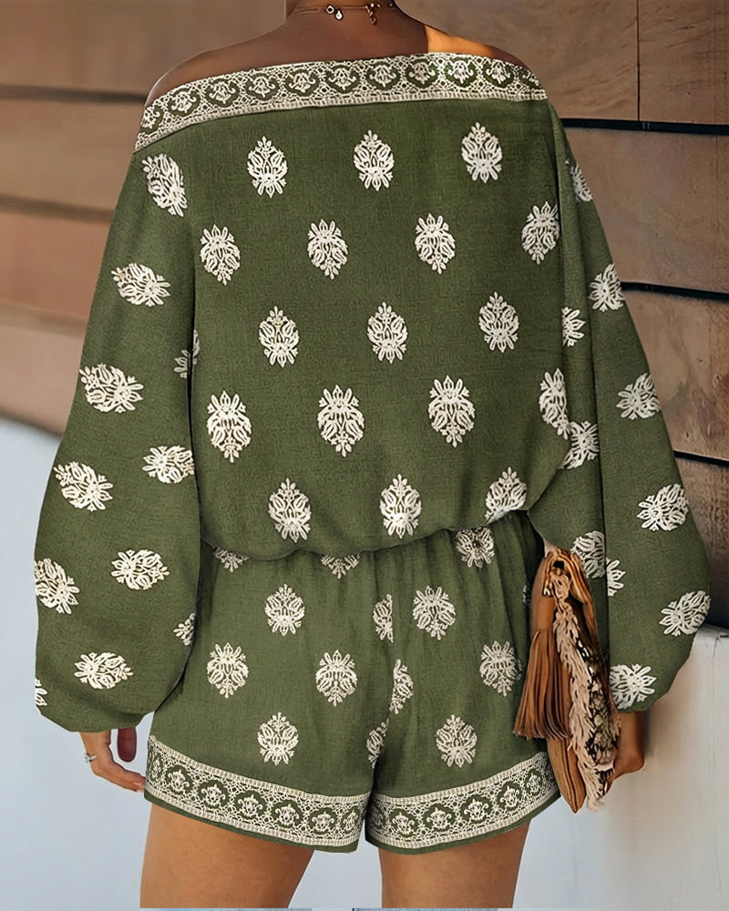 Viscose Lantern Sleeve Off-Shoulder Co-ord Set for Women | Summer