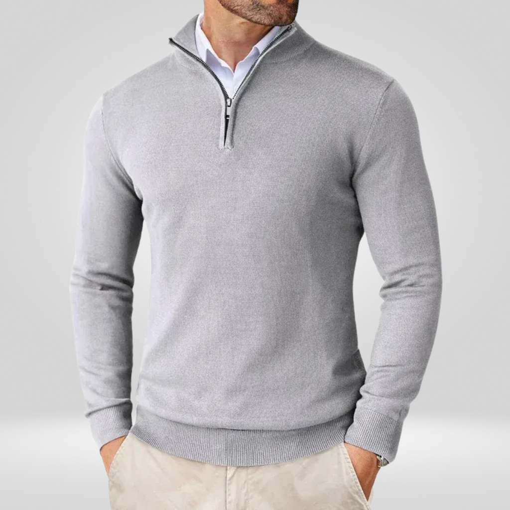Men's Quarter Zip Sweater – Slim Fit Sport Pullover with Mock Neck