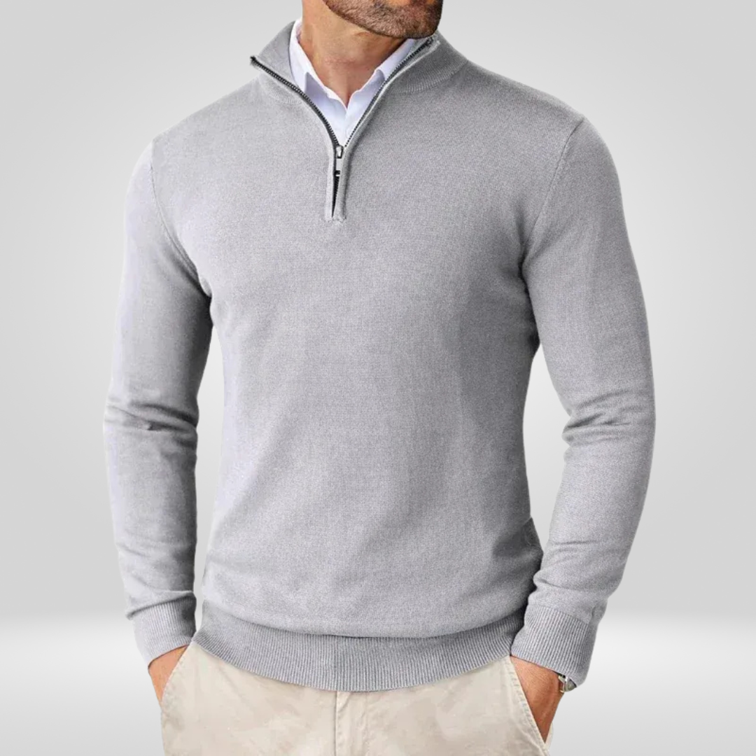 Men's Quarter Zip Sweater – Slim Fit Sport Pullover with Mock Neck