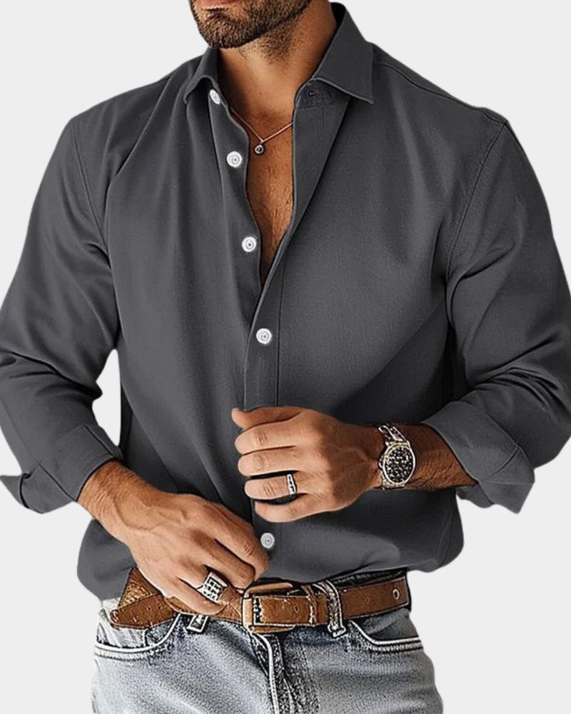 Wrinkle Resistant Slim Fit Button Front Long Sleeve Shirt for Men | Workwear