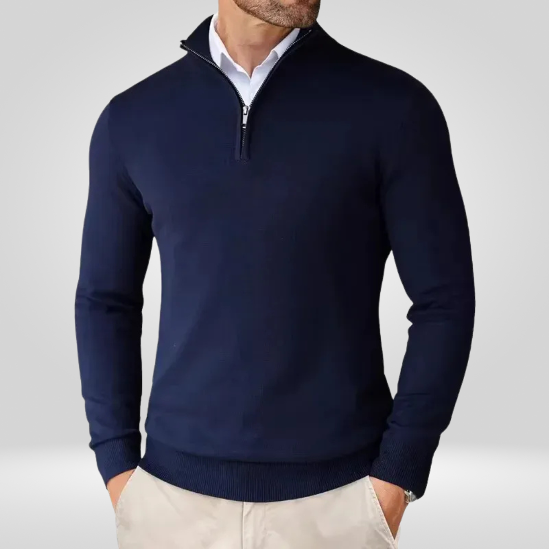 Men's Quarter Zip Sweater – Slim Fit Sport Pullover with Mock Neck