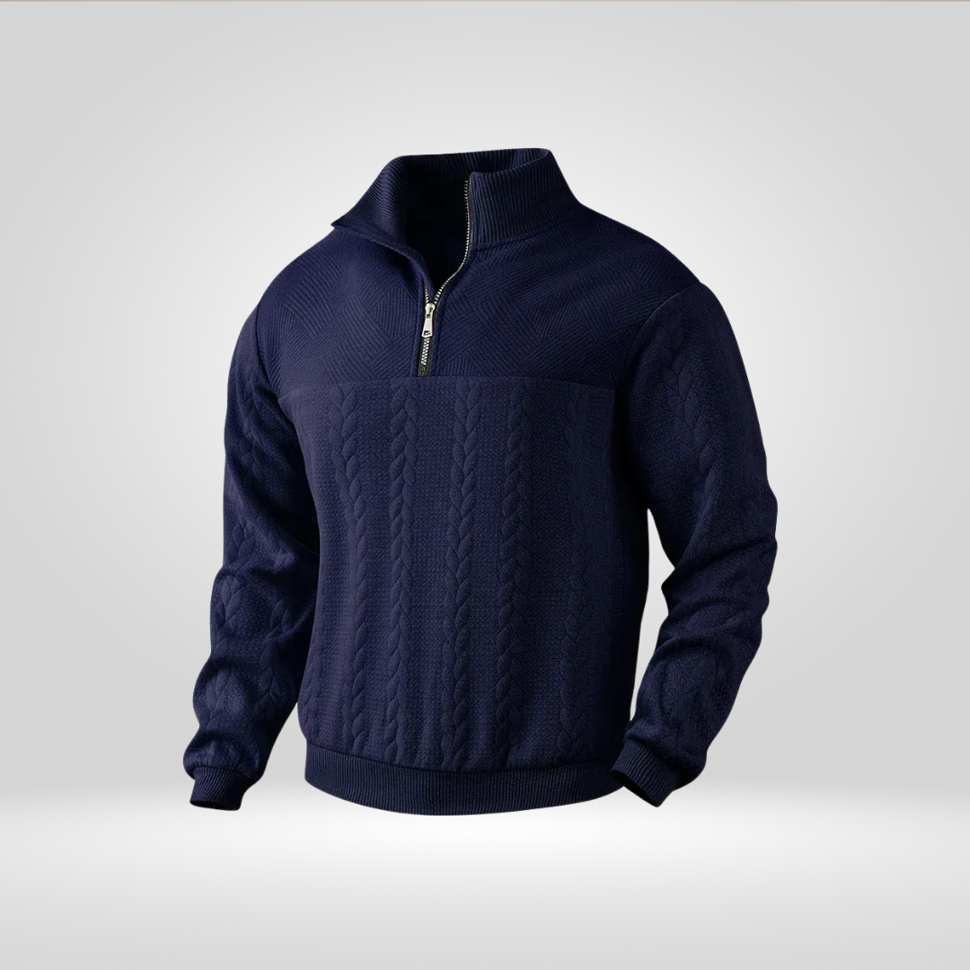 Men's Half-Zip Sweater – Stylish Henry Collar and Casual Comfort