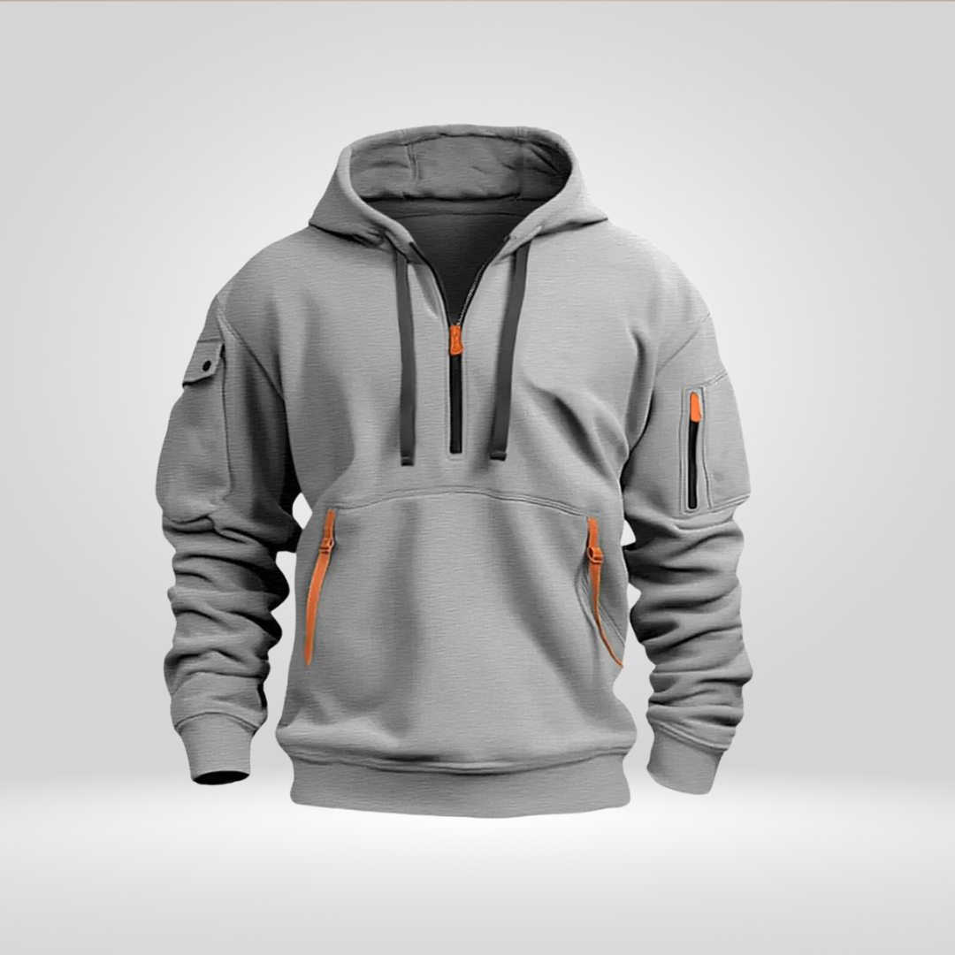Men's Half Zip Hoodie – Comfortable Urban Pullover with Pockets