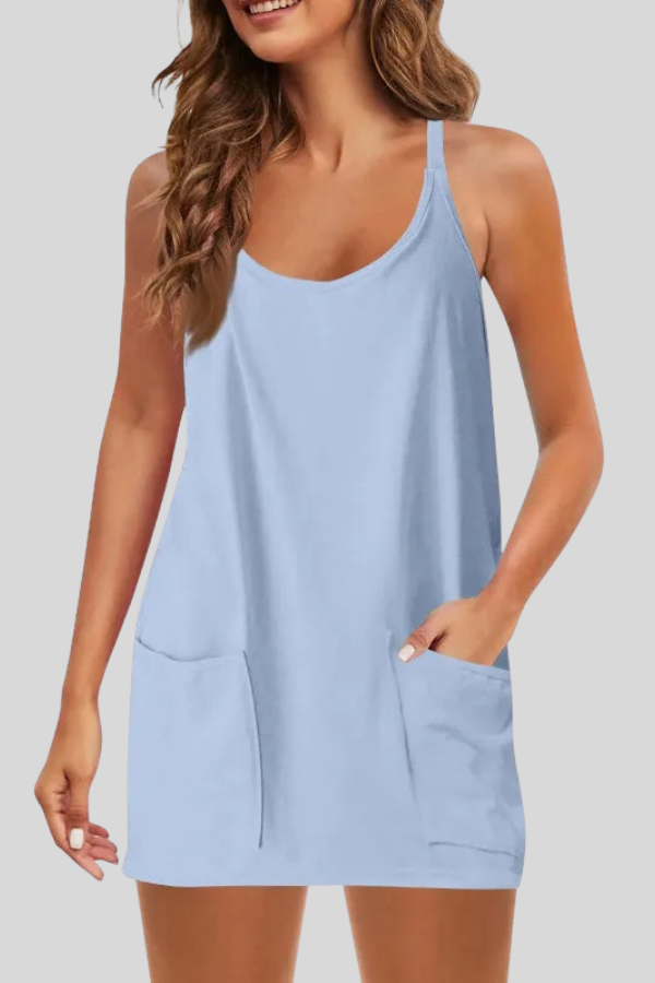 Sleeveless Mini Dress for Women with Side Pockets