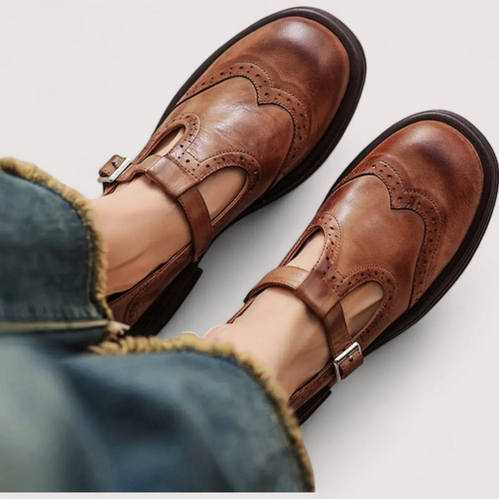 Brown and Black Mary Jane Shoes for Women | Orthopedic Support