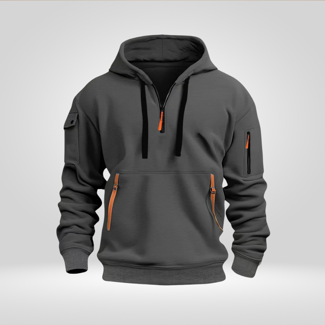 Men's Half Zip Hoodie – Comfortable Urban Pullover with Pockets