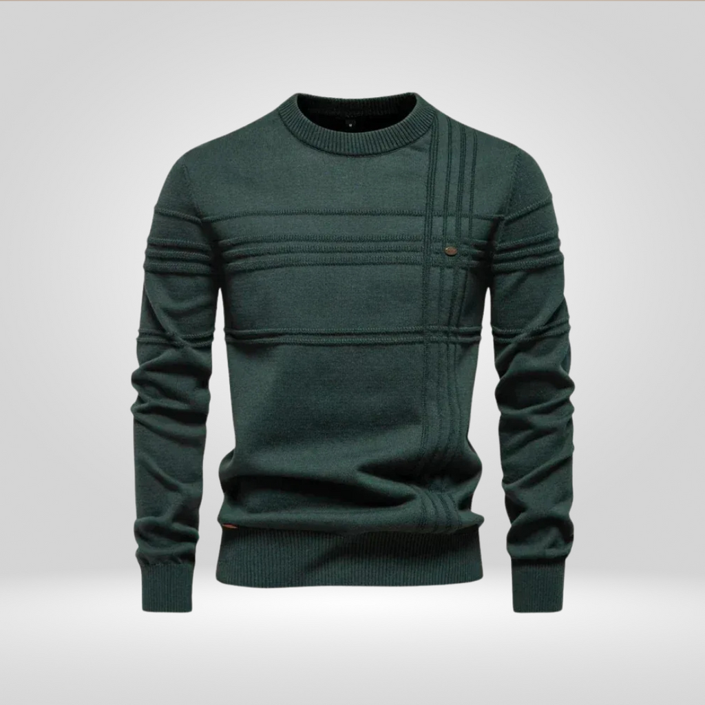 Men's Knitted Pullover – Slim Fit Sweater Made of Breathable Cotton Blend