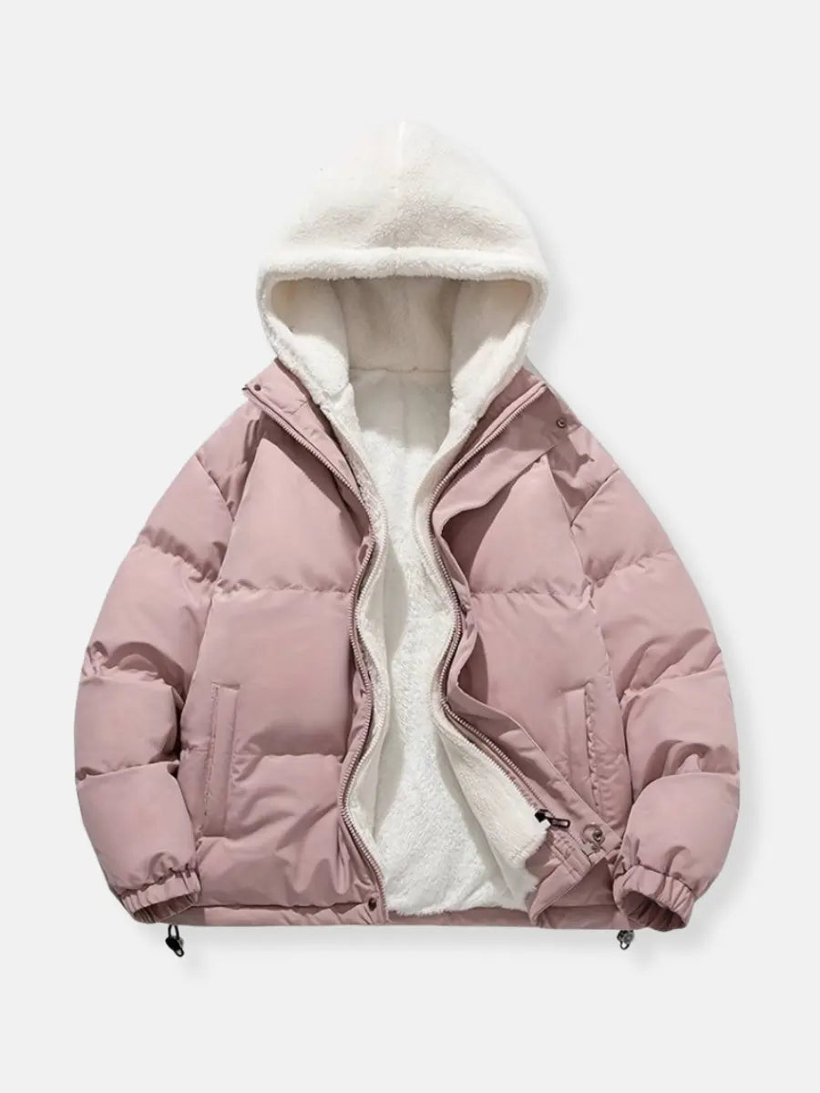 Warm Women's Winter Jacket with Zipper | Quilted with Hood