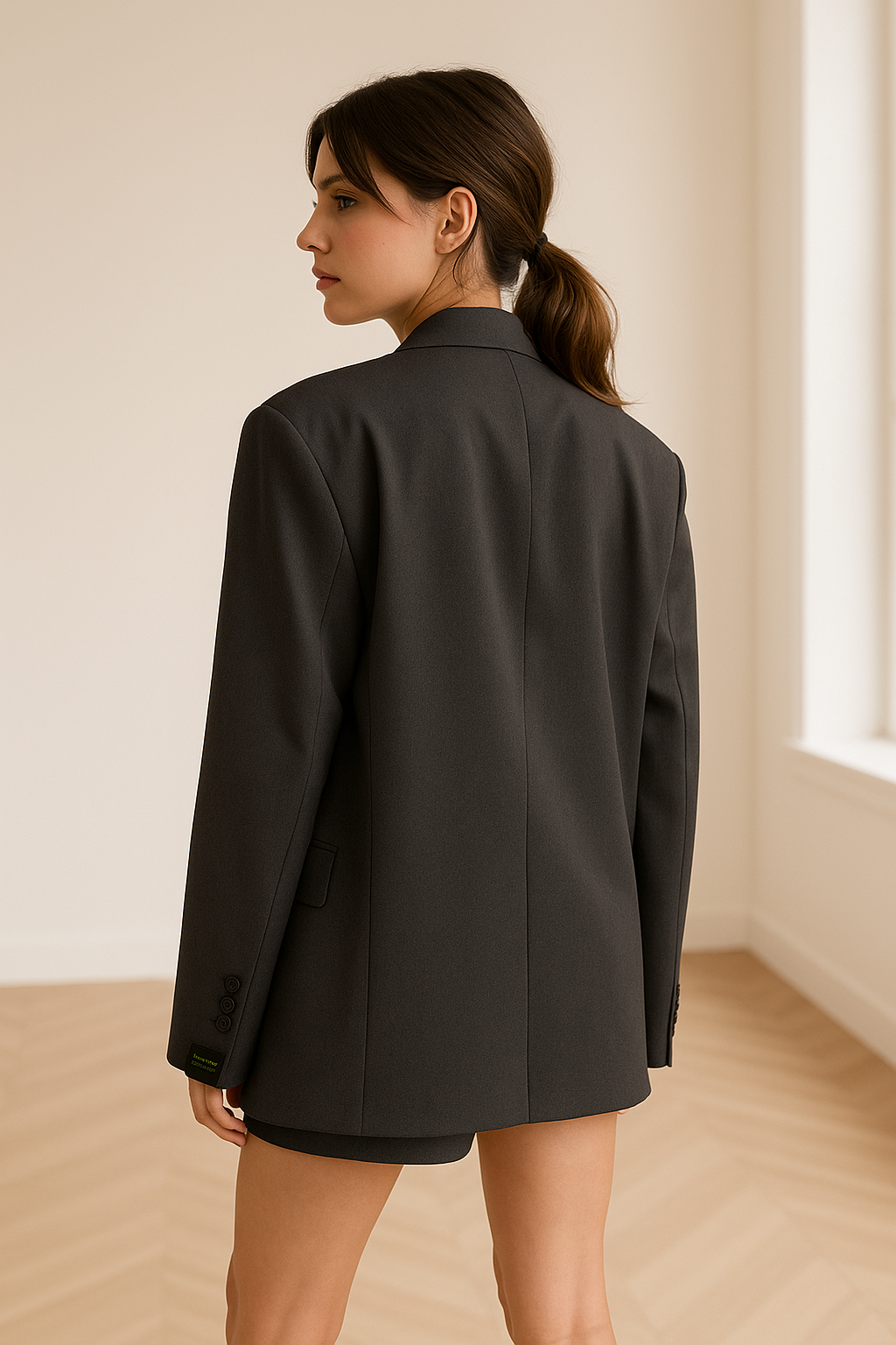 Women's Blazer | Oversized Cut with Classic Lapels and Sleeve Patch