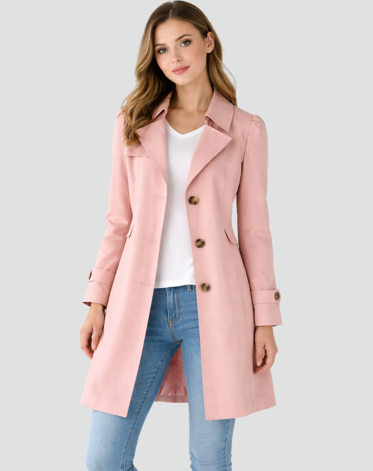 Tailored Lapel Mid-Length Trench Coat for Women | Classic Office Style