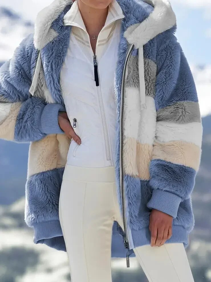 Warm Women's Winter Jacket with Hood | Zipper, Long Sleeve