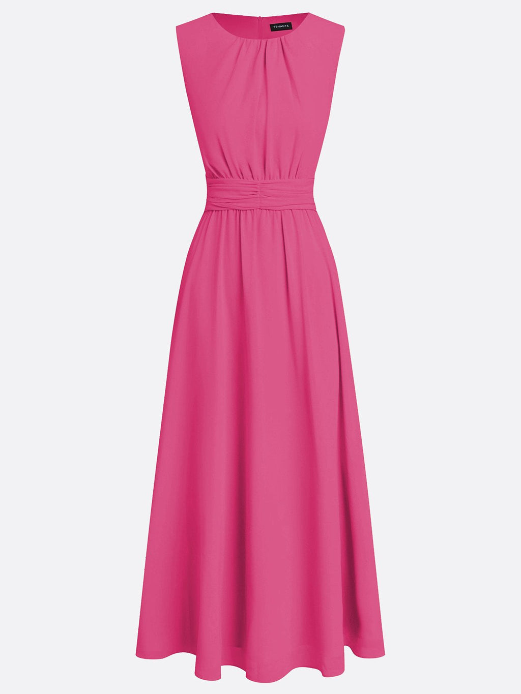 Sleeveless Ruched A-Line Chiffon Maxi Dress for Women | Wedding Guest