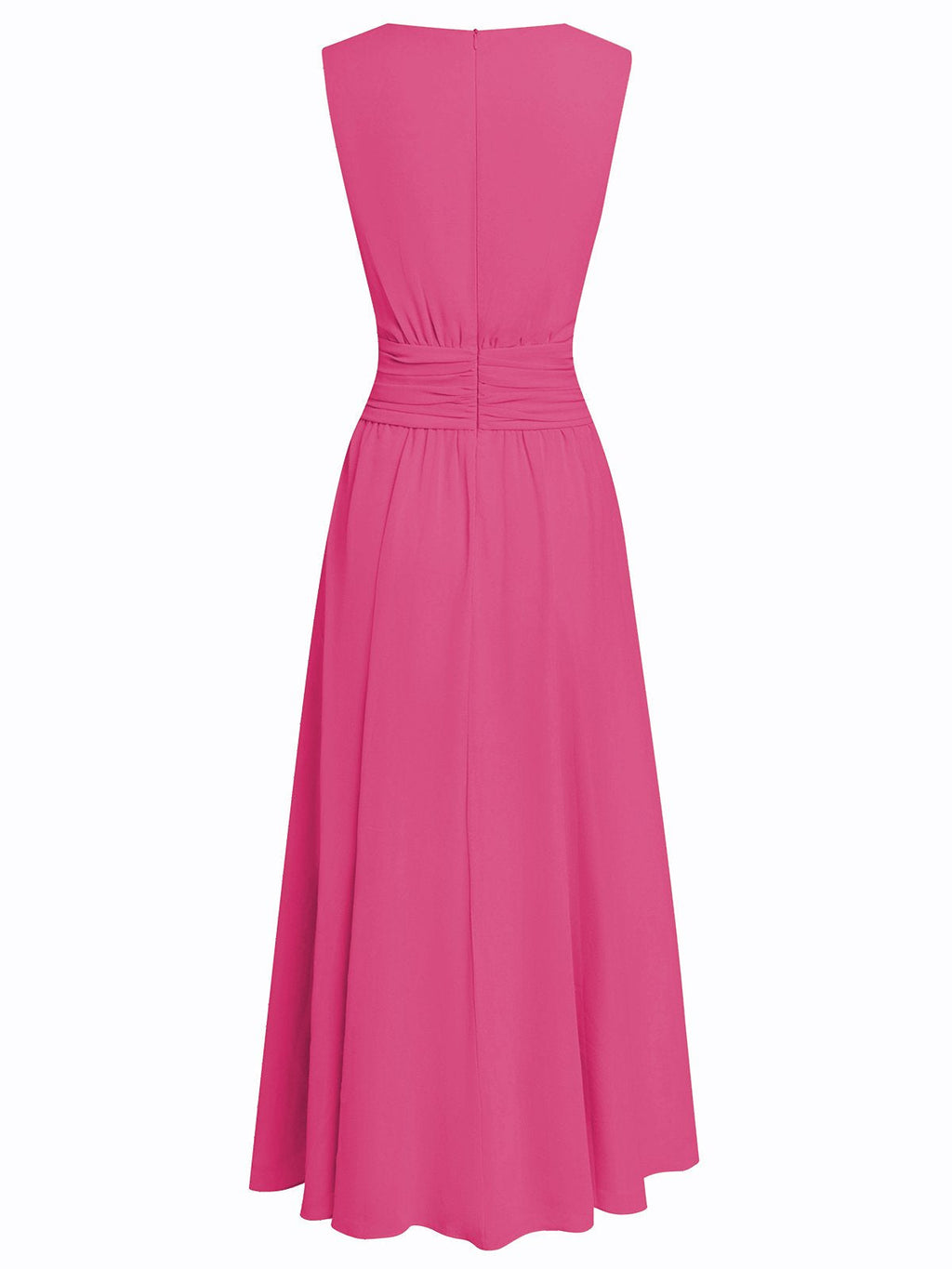 Sleeveless Ruched A-Line Chiffon Maxi Dress for Women | Wedding Guest