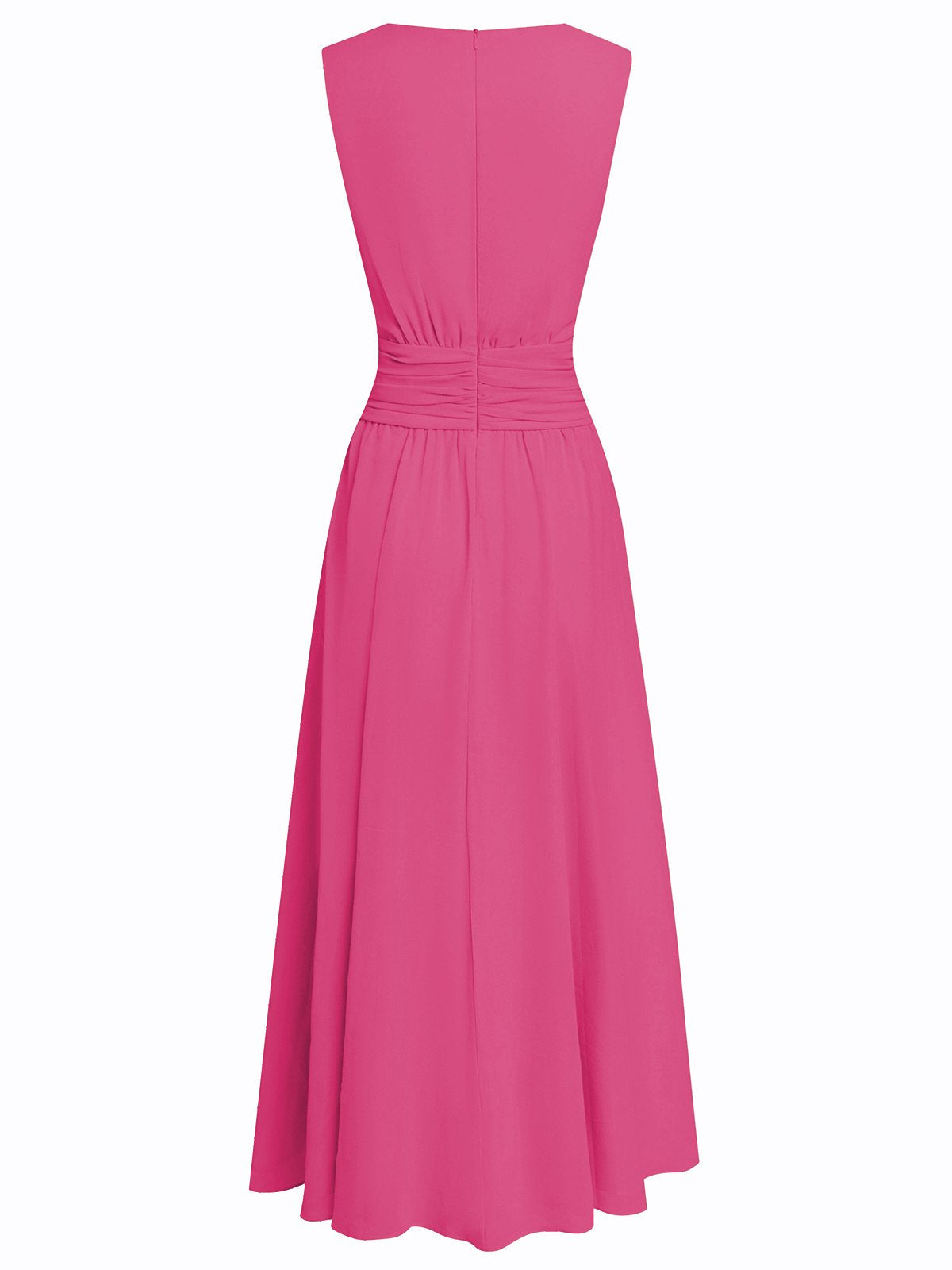 Sleeveless Ruched A-Line Chiffon Maxi Dress for Women | Wedding Guest