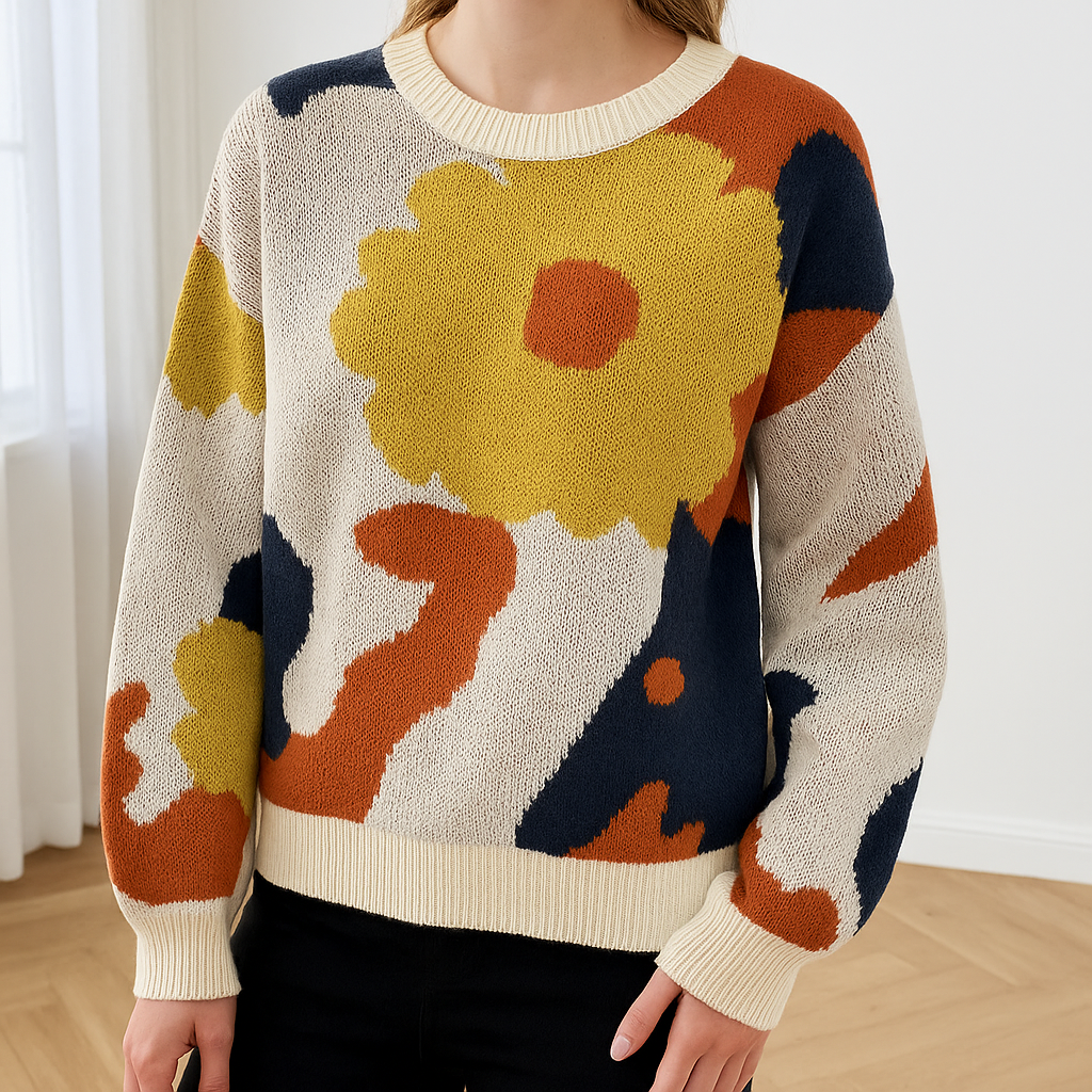 Arabella | Knitted Sweater with Floral Pattern