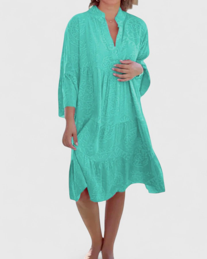 Floral Print Bell Sleeve V-Neck Dress for Women | Summer Boho