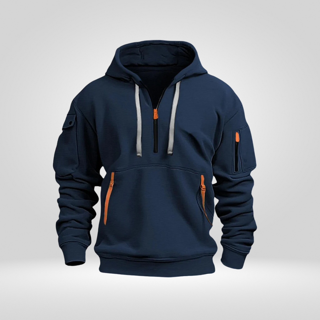 Men's Half Zip Hoodie – Comfortable Urban Pullover with Pockets