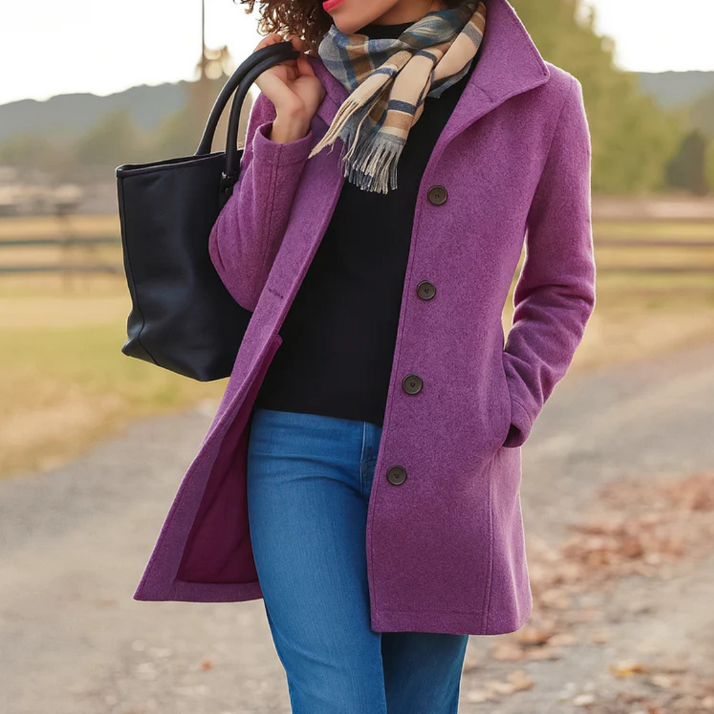 Straight Fit Mid Length Button Front Coat for Women | Spring and Fall Wear