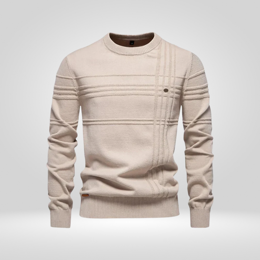 Men's Knitted Pullover – Slim Fit Sweater Made of Breathable Cotton Blend