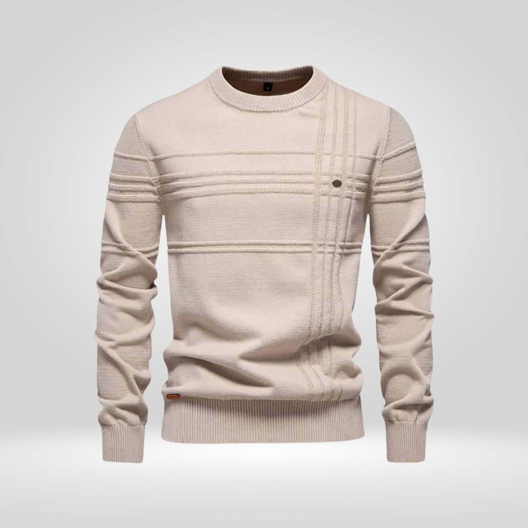 Men's Knitted Pullover – Slim Fit Sweater Made of Breathable Cotton Blend