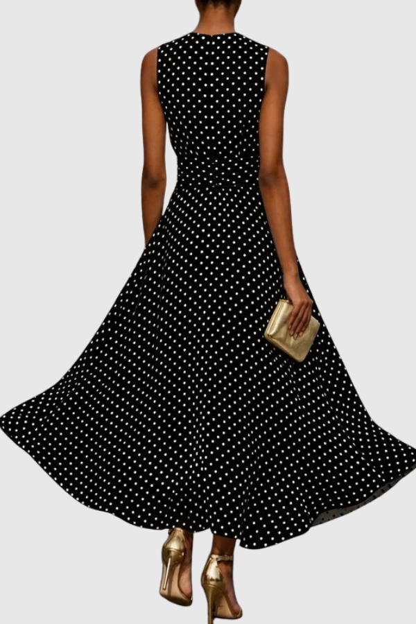 Polka Dot Halter Neck Keyhole Maxi Dress for Women