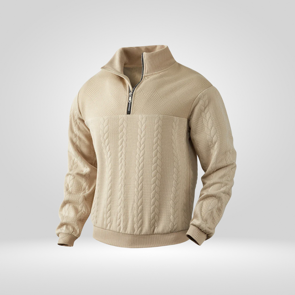 Men's Half-Zip Sweater – Stylish Henry Collar and Casual Comfort